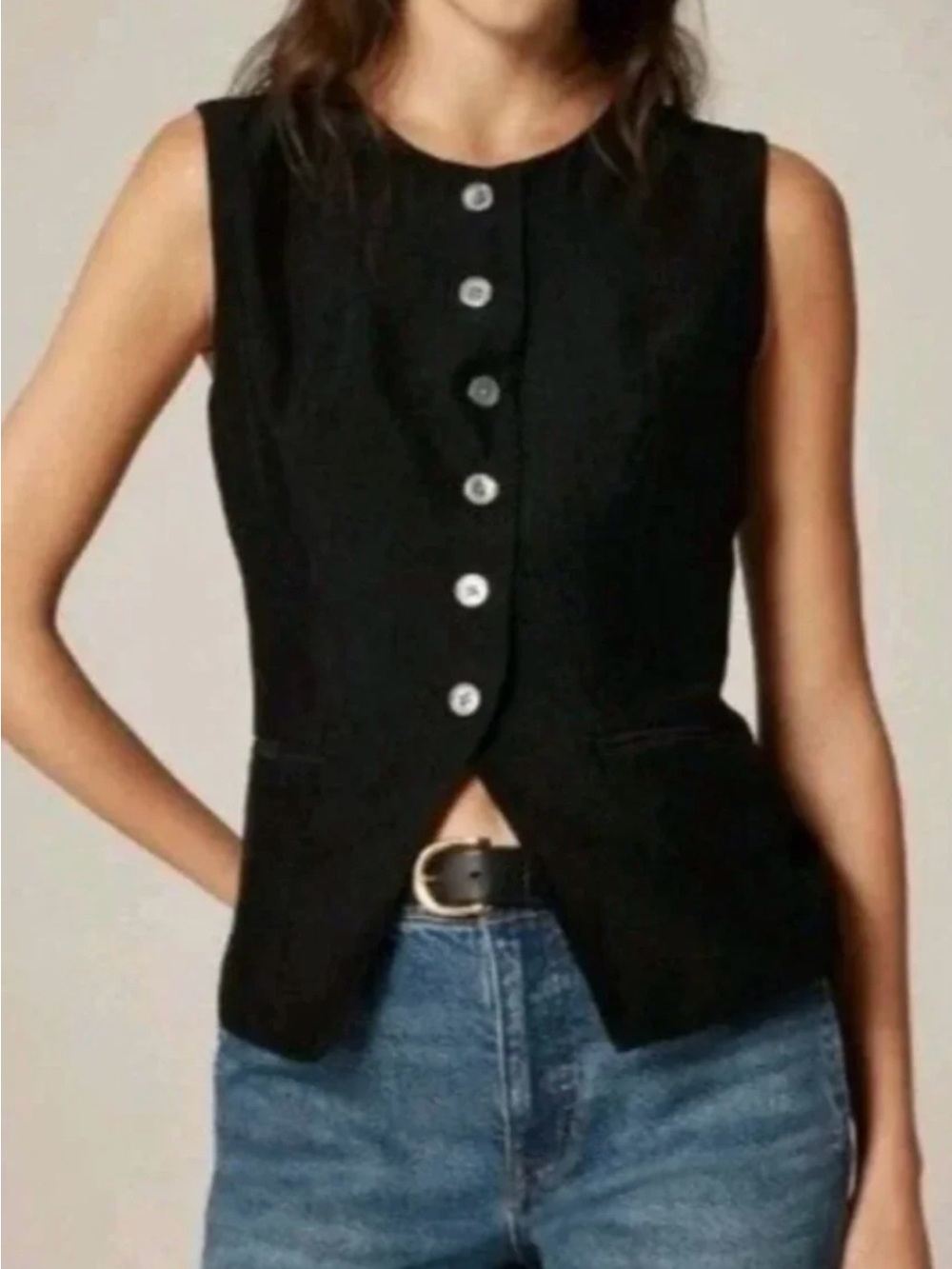 J. Crew Cutaway Vest in Textured Satin, Black